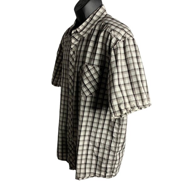 Quicksilver Button Up Short Sleeve Shirt XL Black White Check Pocket Embroidered - Picture 3 of 7